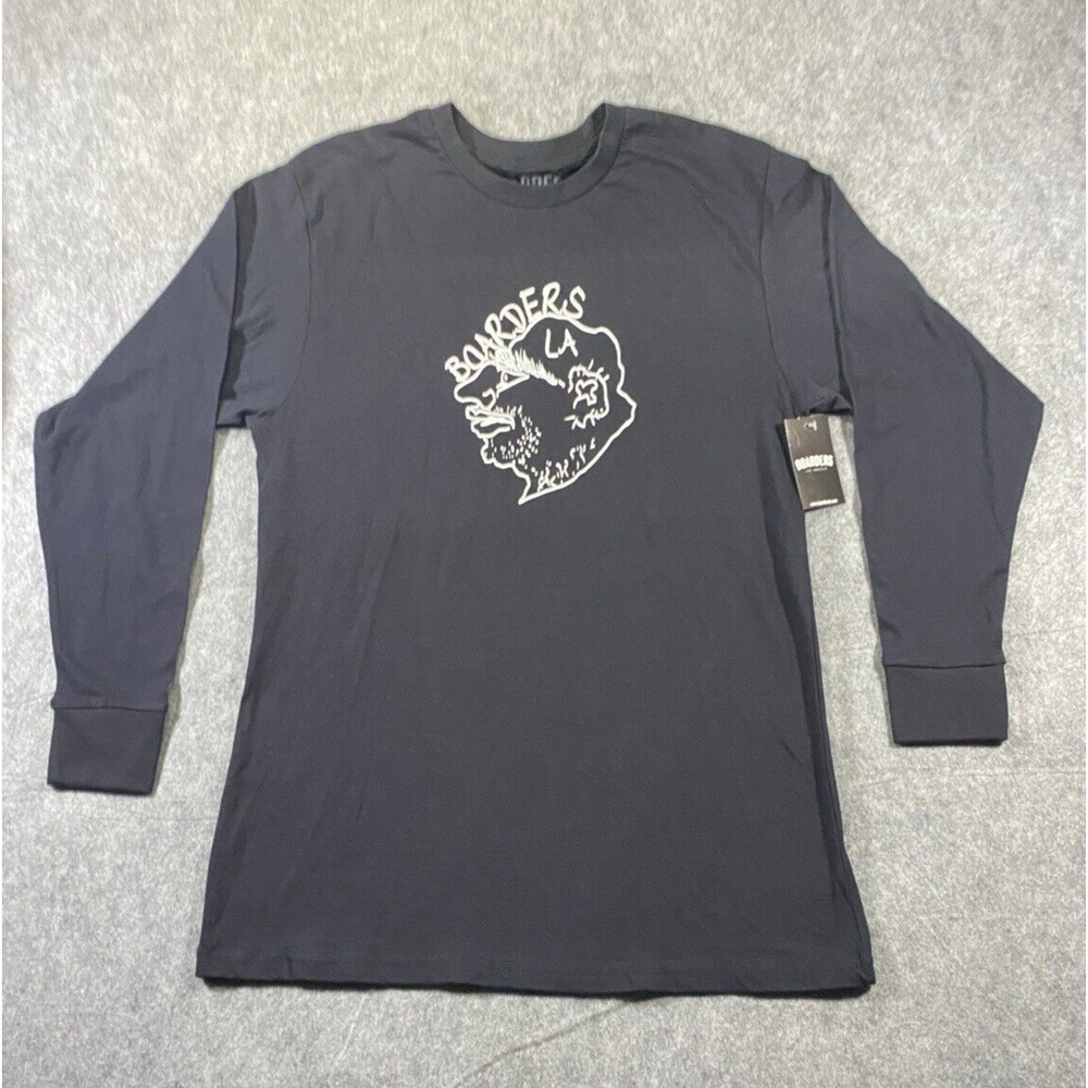 Boarders Skateboard Shirt Mens Medium Black White Long Sleeve Crew Neck